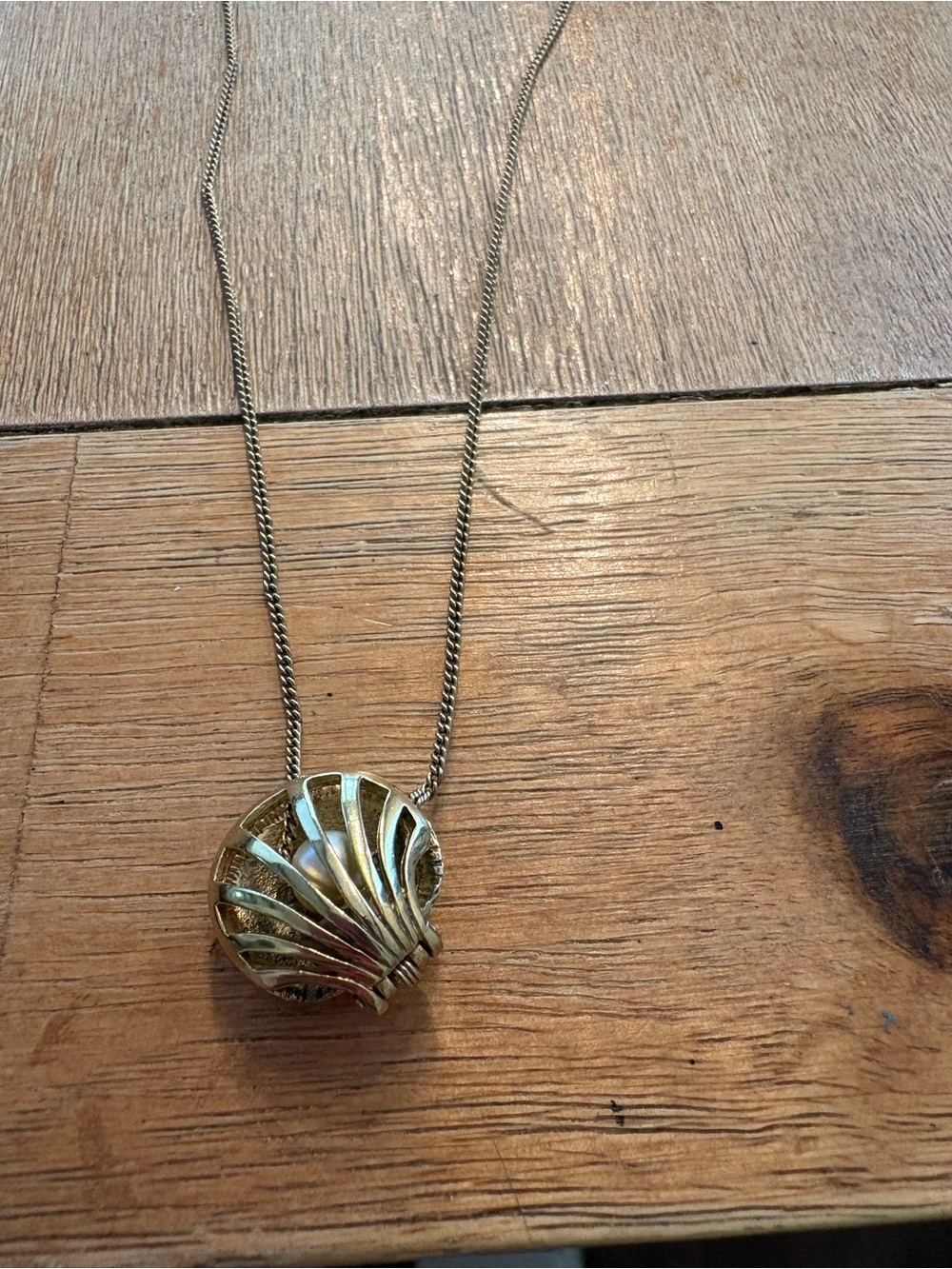 Avon Gold-Tone Shell Locket Pendant Necklace